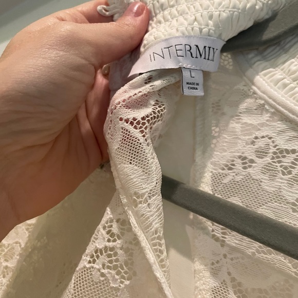 INTERMIX White Lace High Collar Bodysuit - Picture 2 of 5